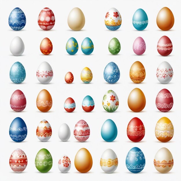 Vector easter egg decor vector set white background isolated a high