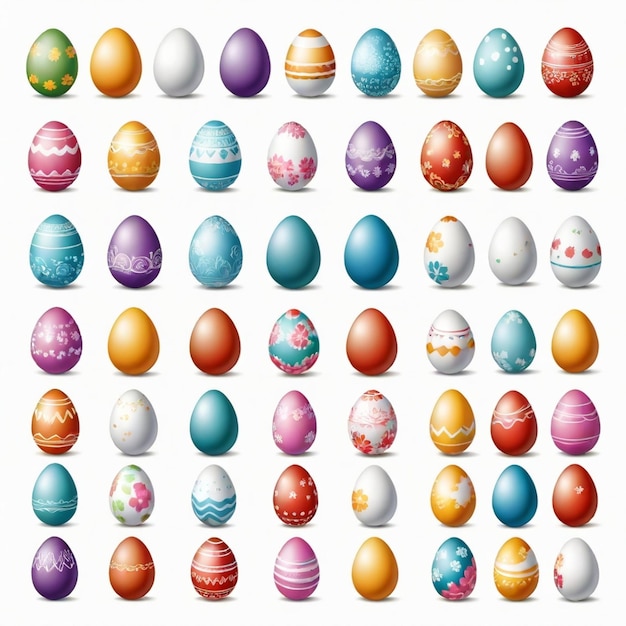 Vector easter egg decorating party vector set white background isolated a high quality