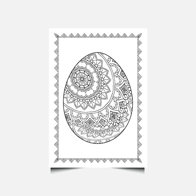 Easter egg doodle coloring book page coloring pages for children and adults on a white background