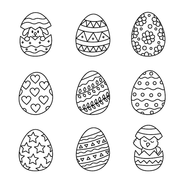 Easter Egg Doodle Elements Kawaii Style