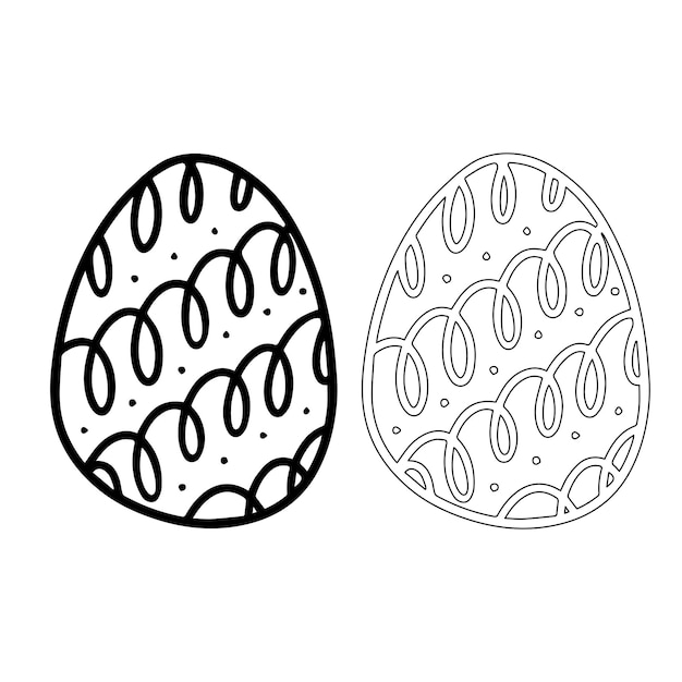 Easter egg in doodle style Happy Easter hand drawn isolated on white background Sketch eggs for cards logos holidays Vector illustration