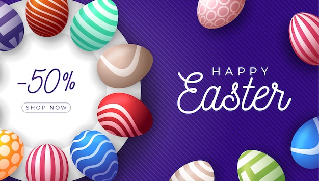 Easter egg horizontal banner.