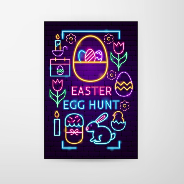 Easter Egg Hunt Neon Flyer