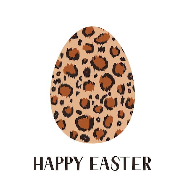 Easter egg leopard or cheetah prints isolated on white Easter celebration typography poster Vector template for invitation greeting card flyer banner etc