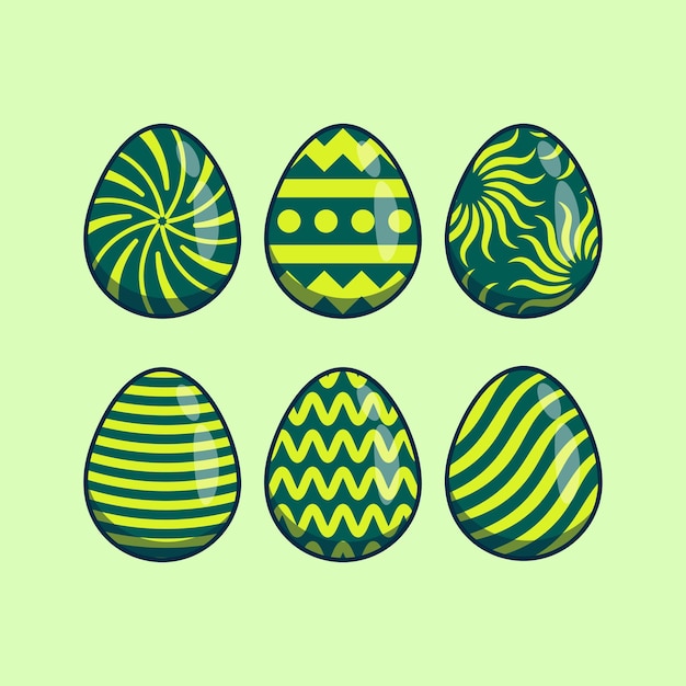 easter egg set cartoon illustration flat vector isolated object