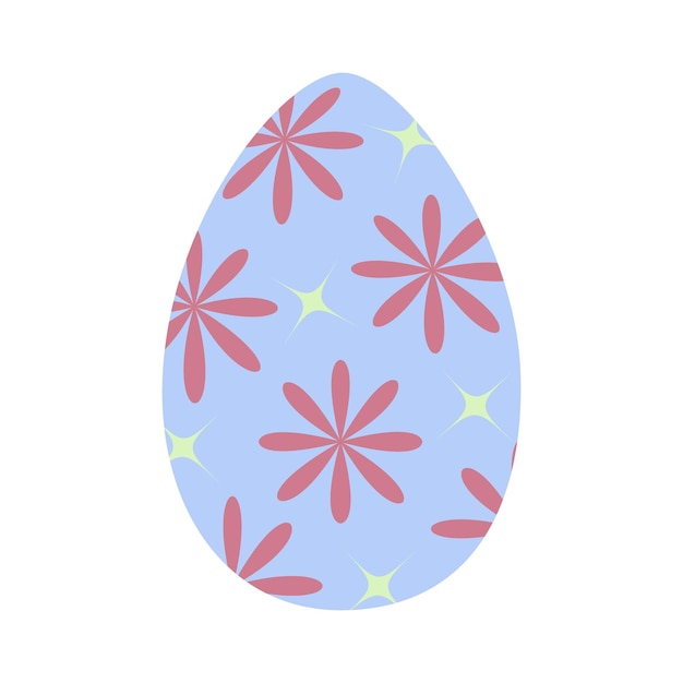 Easter egg in trendy blue with pattern of abstract stars and flowers Happy Easter Holiday EPS