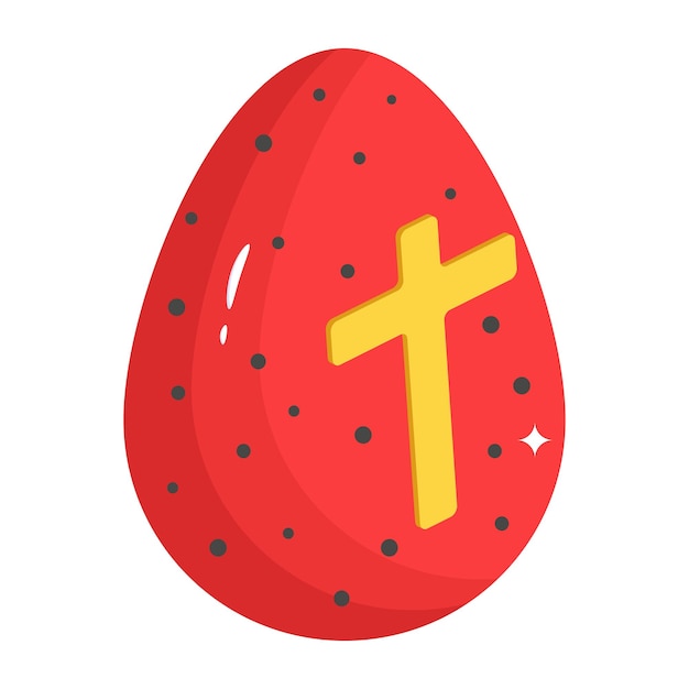 Easter egg with holy cross isometric icon