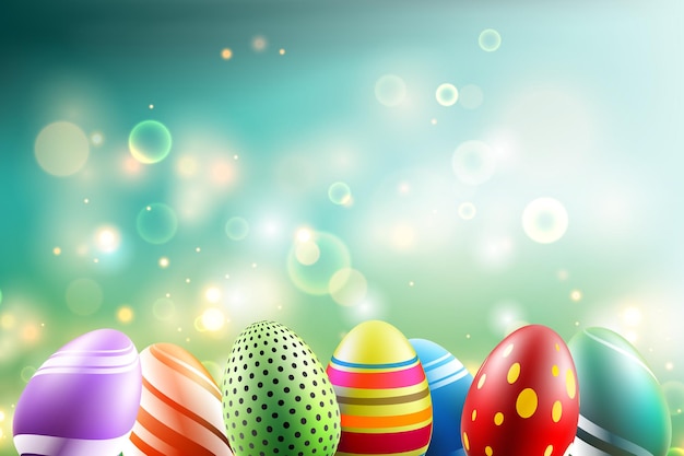 Easter eggs background with abstract bokeh