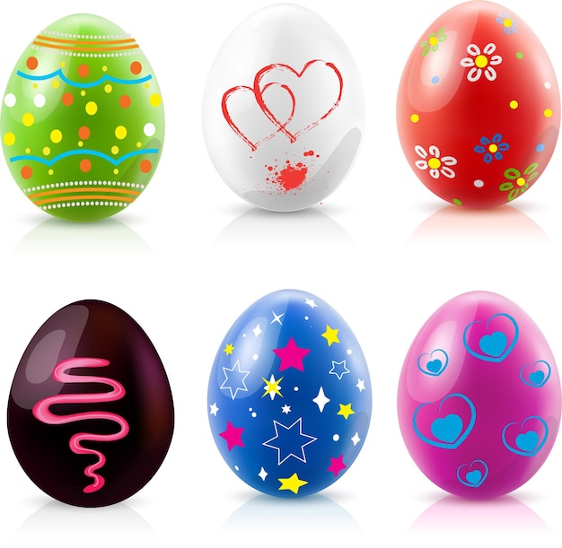 Vector easter eggs chocolate illustration isolated with different textures