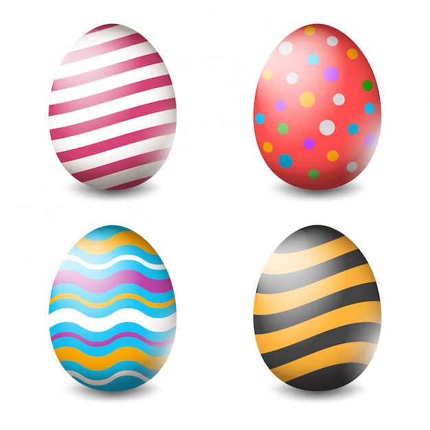 Easter eggs collection on a white background