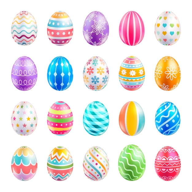 Easter eggs color with different patterns