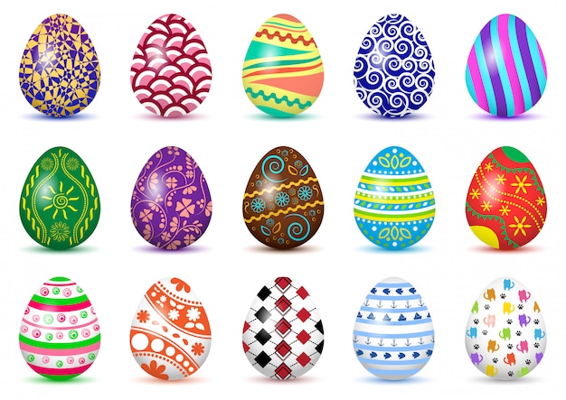 Easter eggs colored ornaments,   illustration