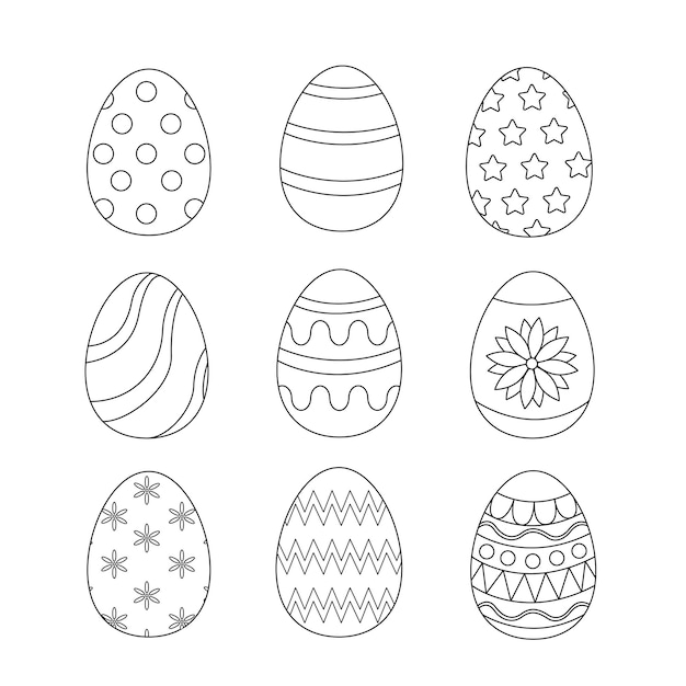 Easter eggs coloring book page Simple doodle vector illustration