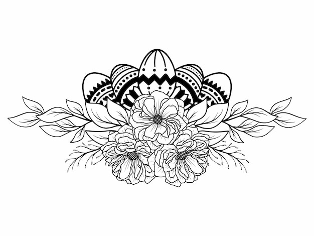 Easter Eggs Flower Outline Illustration