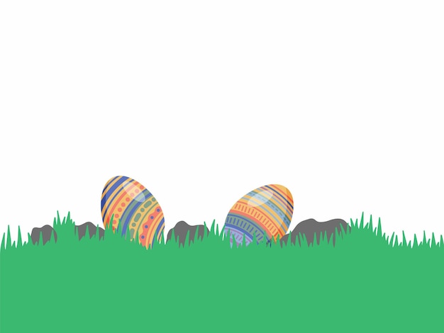 Easter Eggs Grass Background Illustration