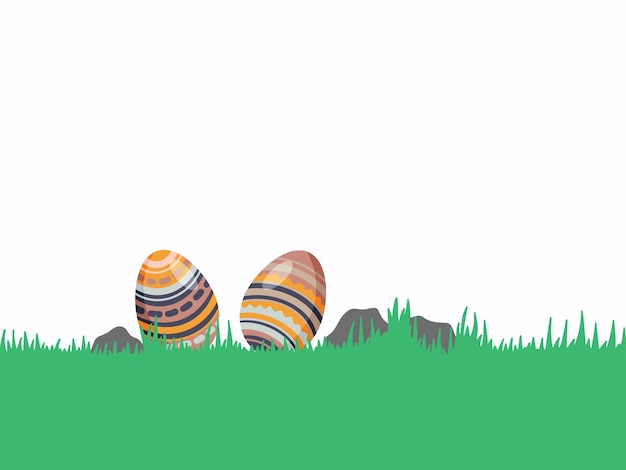 Easter Eggs Green Grass Illustration