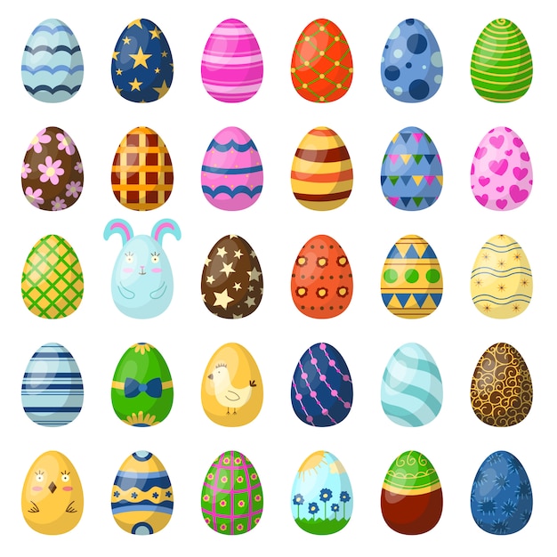 Easter eggs painted with spring pattern