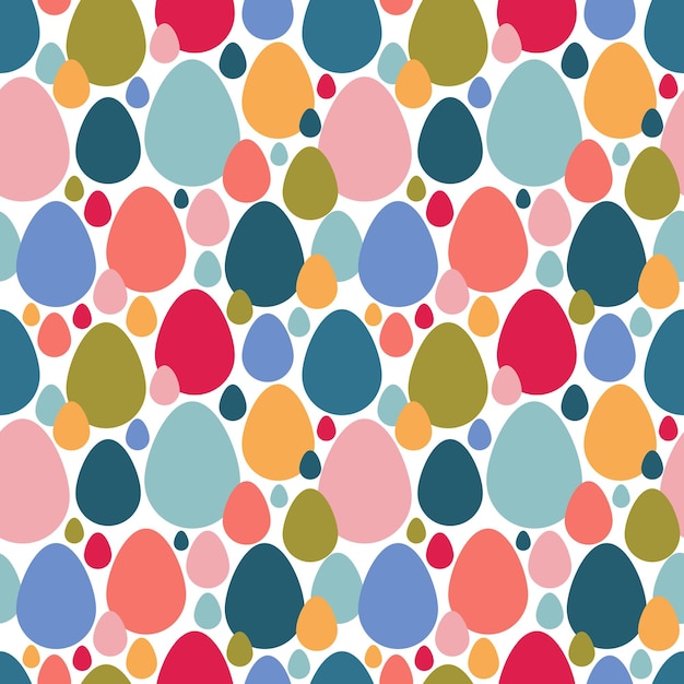 Easter eggs seamless pattern in trendy colors Simple design for decor scrapbooking Isolated on white