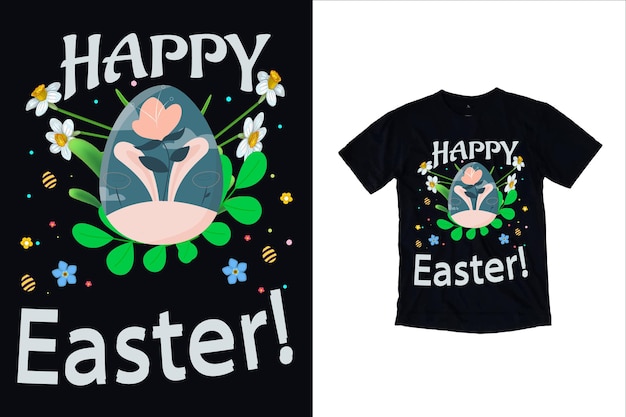 Easter eggs t shirt design and spring flower