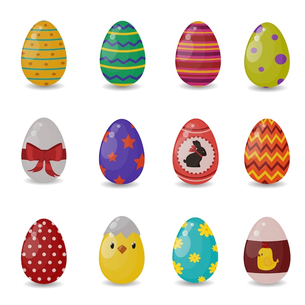 Easter eggs vector flat syle icons