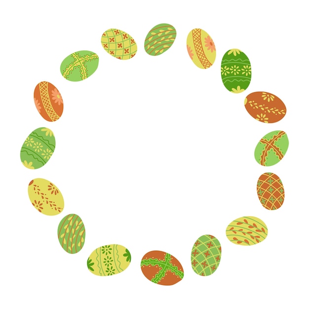 Easter flat colored wreath with easter eggs