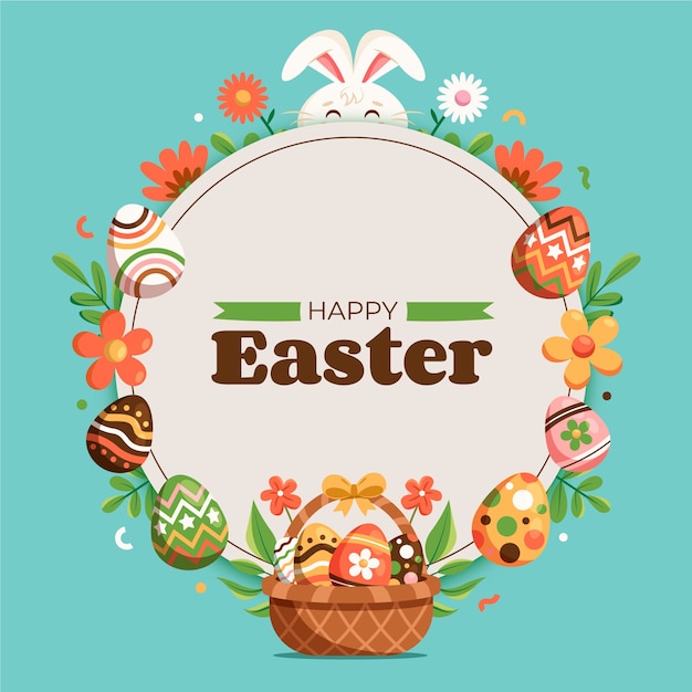 Easter frame in flat style