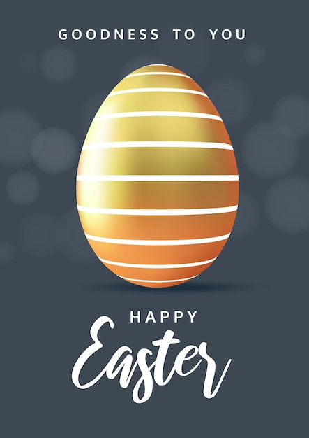 Easter greeting poster Modern minimal design with big gold egg