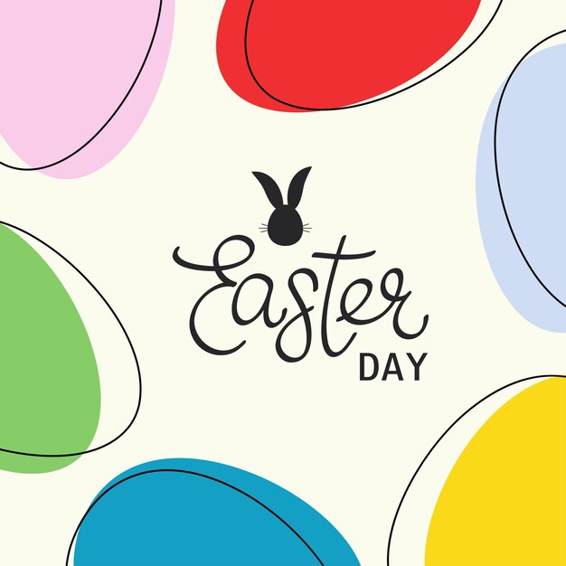 Vector easter hand drawn lettering colorful easter eggs flat minimalistic vector illustration boho