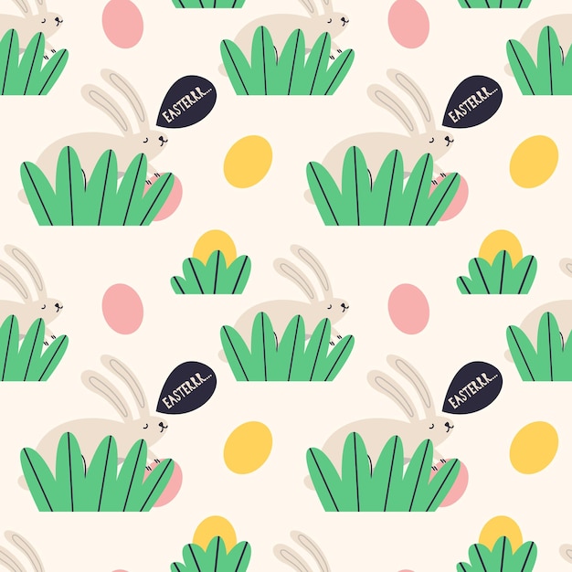 Easter hare with an egg hiding in the grass pattern