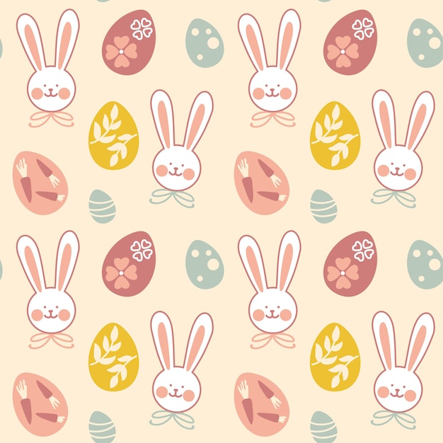 Easter holidays Rabbits and eggs  Seamless pattern for fabric wrapping textile wallpaper