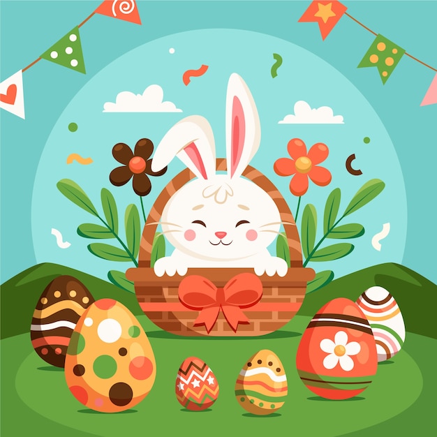 Easter illustration in flat style