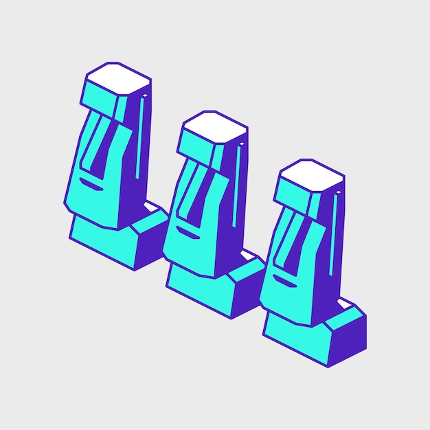 Easter island moai isometric vector icon illustration