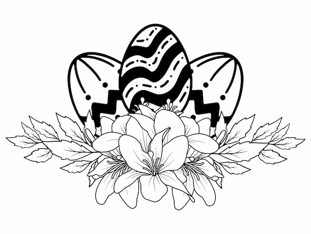 Easter Line Art Eggs Flower