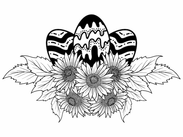 Easter Line Art Eggs Flower