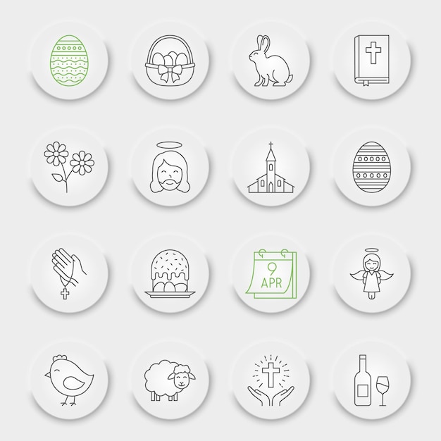 Easter line icon set