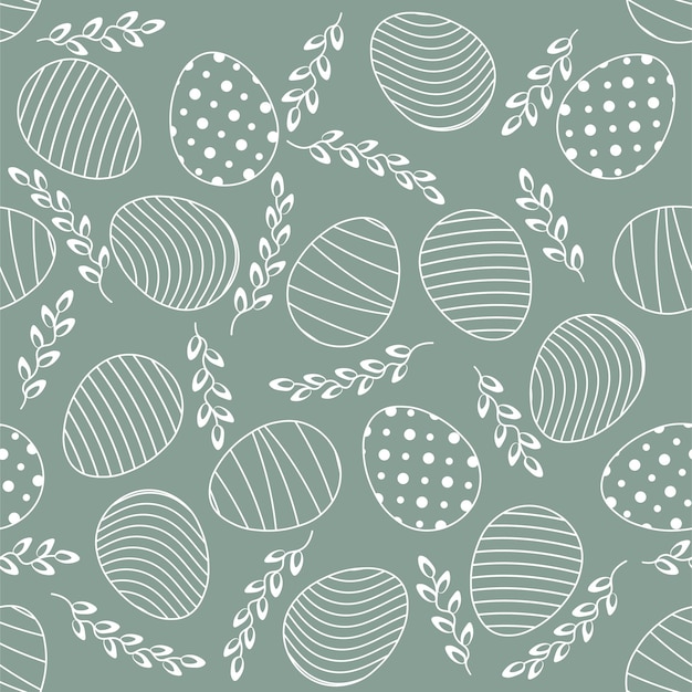 Easter pattern with eggs and flowers in pastel colors