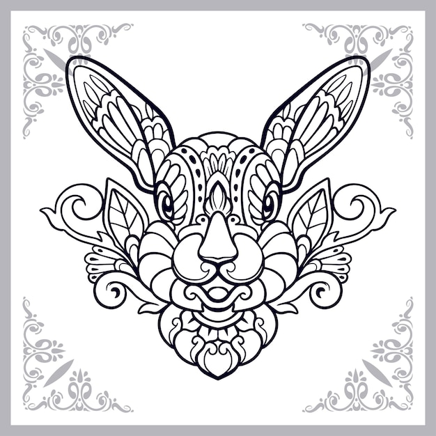 Easter rabbit head mandala arts isolated on white background