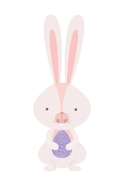 Easter rabbit with egg isolated icon