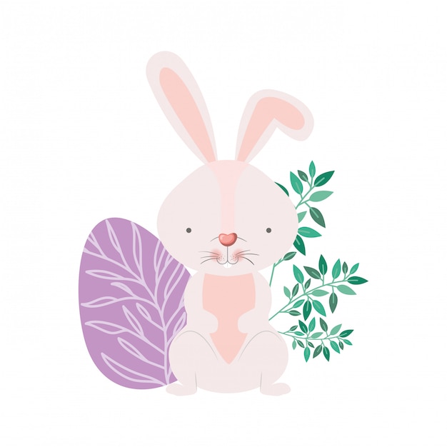 Easter rabbit with egg isolated icon