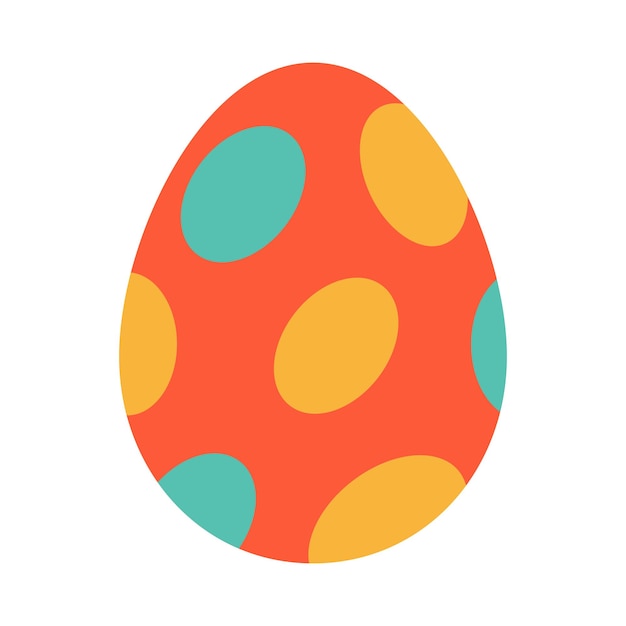 Easter red egg with abstract ovals Egg hunt Easter tradition Easter red egg with green and yellow circles in flat design