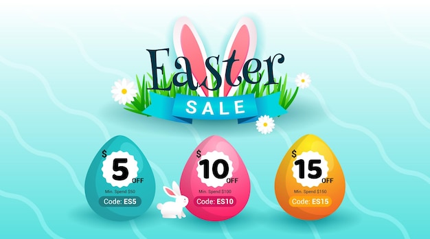 Easter Sale Background Vector illustration Easter eggs promotion coupons code