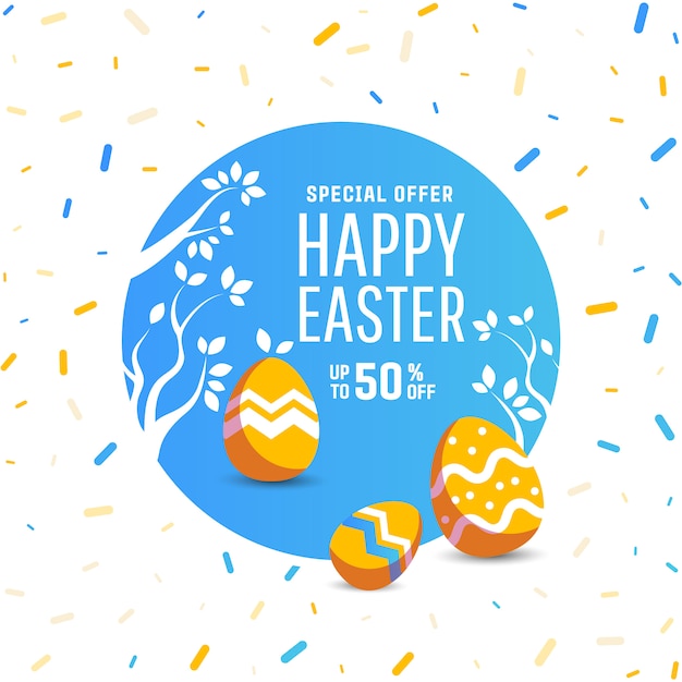 Easter sale banner background template with eggs.