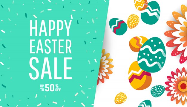 Easter sale banner background template with eggs.