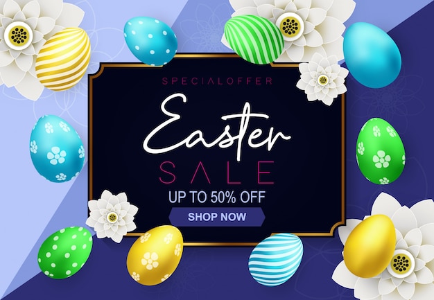 easter sale banner background vector