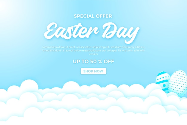 Easter sale banner paper cut style holiday discount offer template