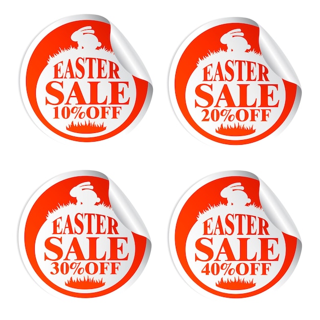 Easter sale stickers 10203040 with rabbitVector illustration