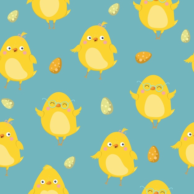 Easter seamless pattern Chicken character Vector illustration EPS10