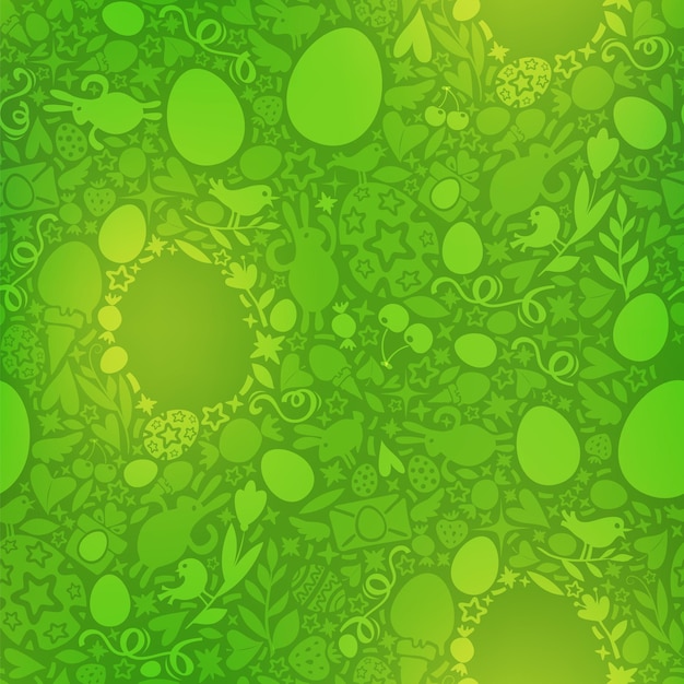 Easter Seamless Pattern in Green Colors