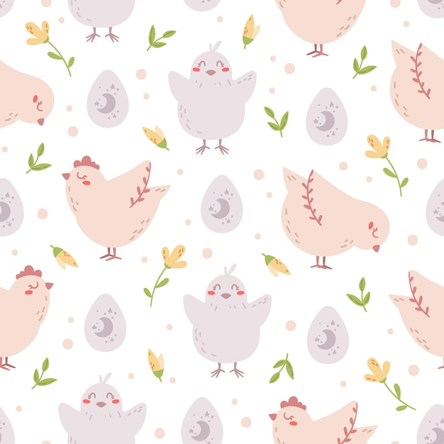 Easter seamless pattern in pastel colors