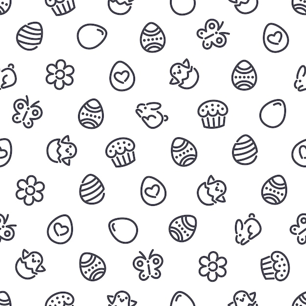 Easter Seamless Pattern with Icons